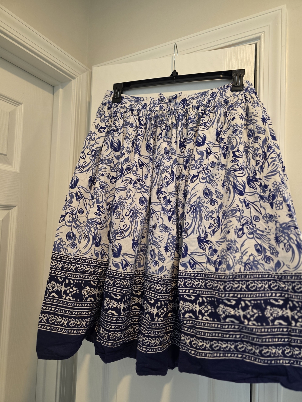 Blue and White Floral Border Skirt
